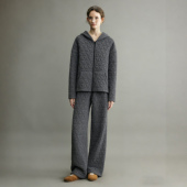 灰色运动套装 休闲两件套 一套加厚夹棉阔腿裤 女2026年巨好看 冬装