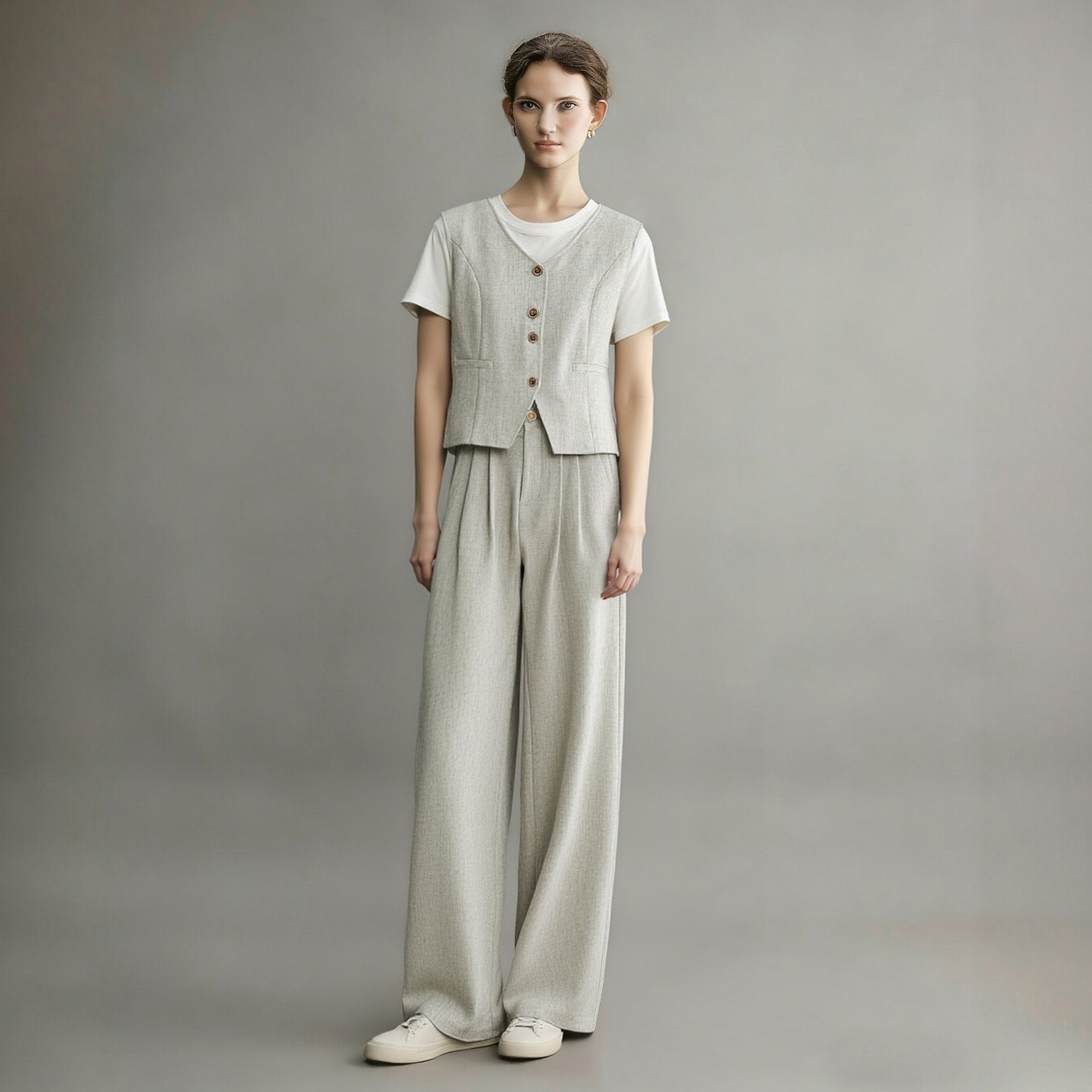 绝美巨好看的套装女2026新款夏季搭配一整套短袖T恤阔腿裤三件套