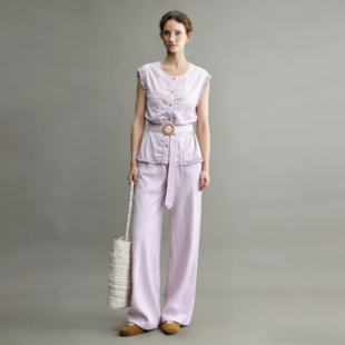 初夏巨好看套装女2026年超火穿搭一整套减龄无袖上衣阔腿裤两件套