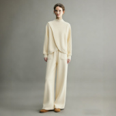 清纯白月光针织套装 休闲两件套 女2026春超火穿搭一整套毛衣阔腿裤