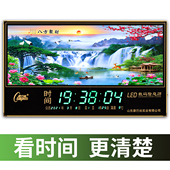康巴丝万年历电子钟新款 客厅静音挂墙插电日历长方形家用大字钟表