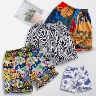 儿童短裤男童夏季薄款外穿夏装人造棉沙滩裤男孩裤子女童棉绸睡裤