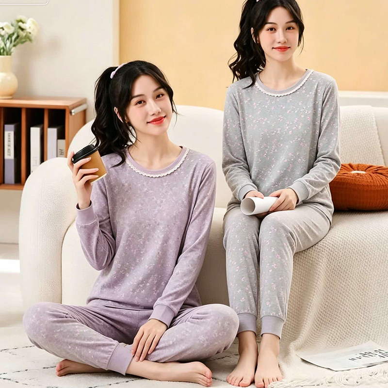 大童秋衣秋裤套装纯棉女孩棉毛衫