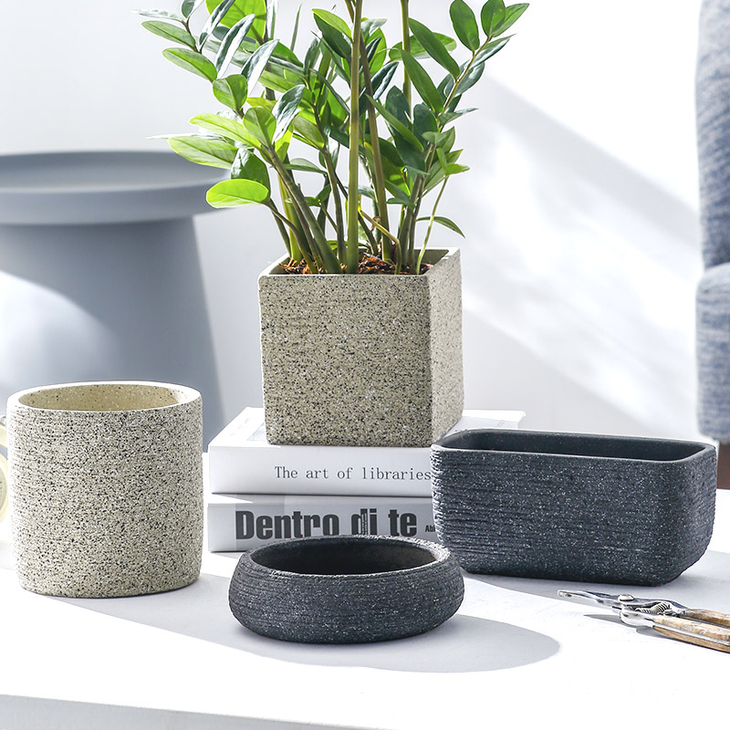 水泥北欧新品仿石头多肉花盆