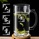 大容量泡茶杯 茶楼棋牌室定制玻璃茶杯姓氏刻字500ml水杯带把男士