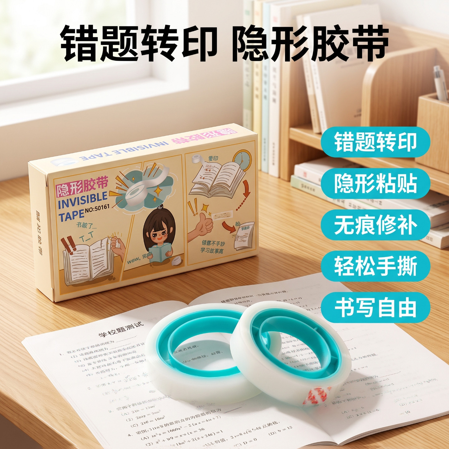 宽宏易撕隐形文具胶带无痕可书写