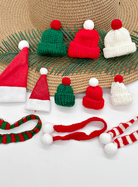 迷你圣诞小帽子小围巾圣诞帽子玩偶装饰棒棒糖酒瓶饮料挂件手指帽