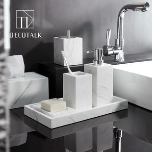 DecoTalk大理石卫浴套件浴室洗漱摆件轻奢洗手液瓶托盘纸巾盒套装