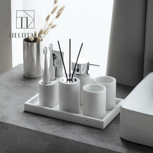 侘寂风卫浴套件白洞石洗漱套装