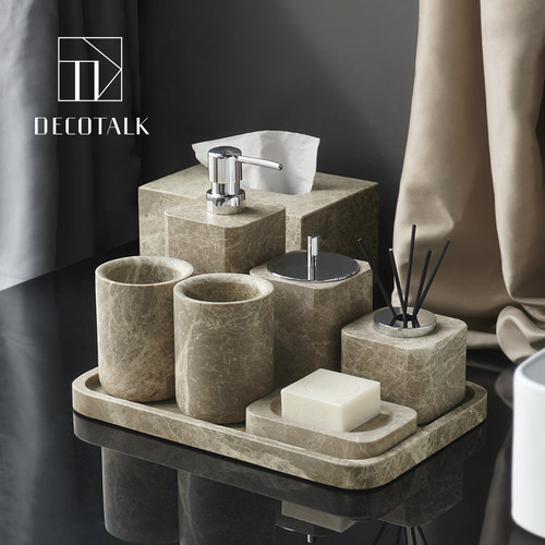 原创设计哑光大理石卫浴洗漱套件