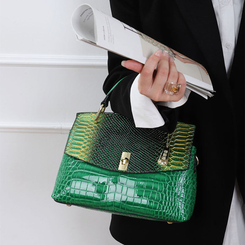 潮流2025鳄鱼纹皮女包婆婆包单肩斜挎包时尚高端轻奢风琴妈咪包