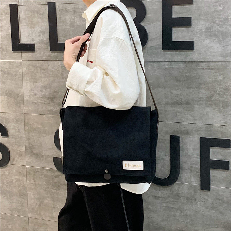 多层斜挎包经典帆布单肩包日系工装邮差休闲男士挎包复古ins电脑