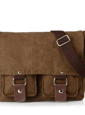 沐川休闲复古包男式单肩包帆布横款男女斜挎包广州一件