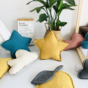 ins星星云朵抱枕北欧风床头靠垫卧室 可机洗纯色方形沙发抱枕靠枕