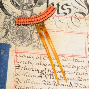 SOLD 庭院∮ Victorian自然CORAL老有机古董发簪 发钗 上层精灵