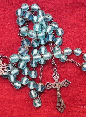 老琉璃雕花中世纪十字架古董首饰