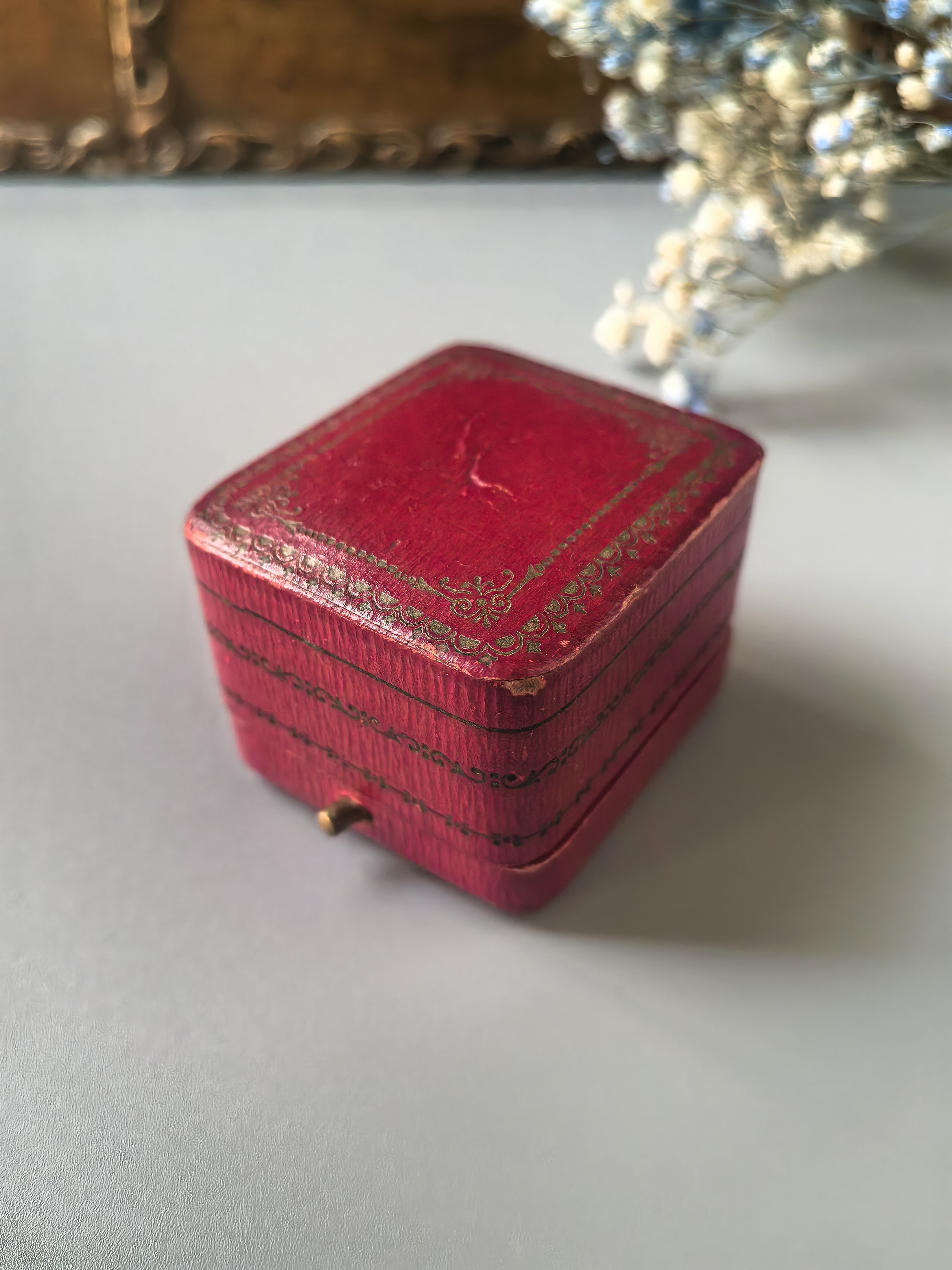 Antique西洋古董戒指盒首饰盒丝绸内里珠宝拍摄道具收藏
