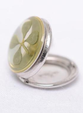 庭院西洋古董四叶草纯银相片盒