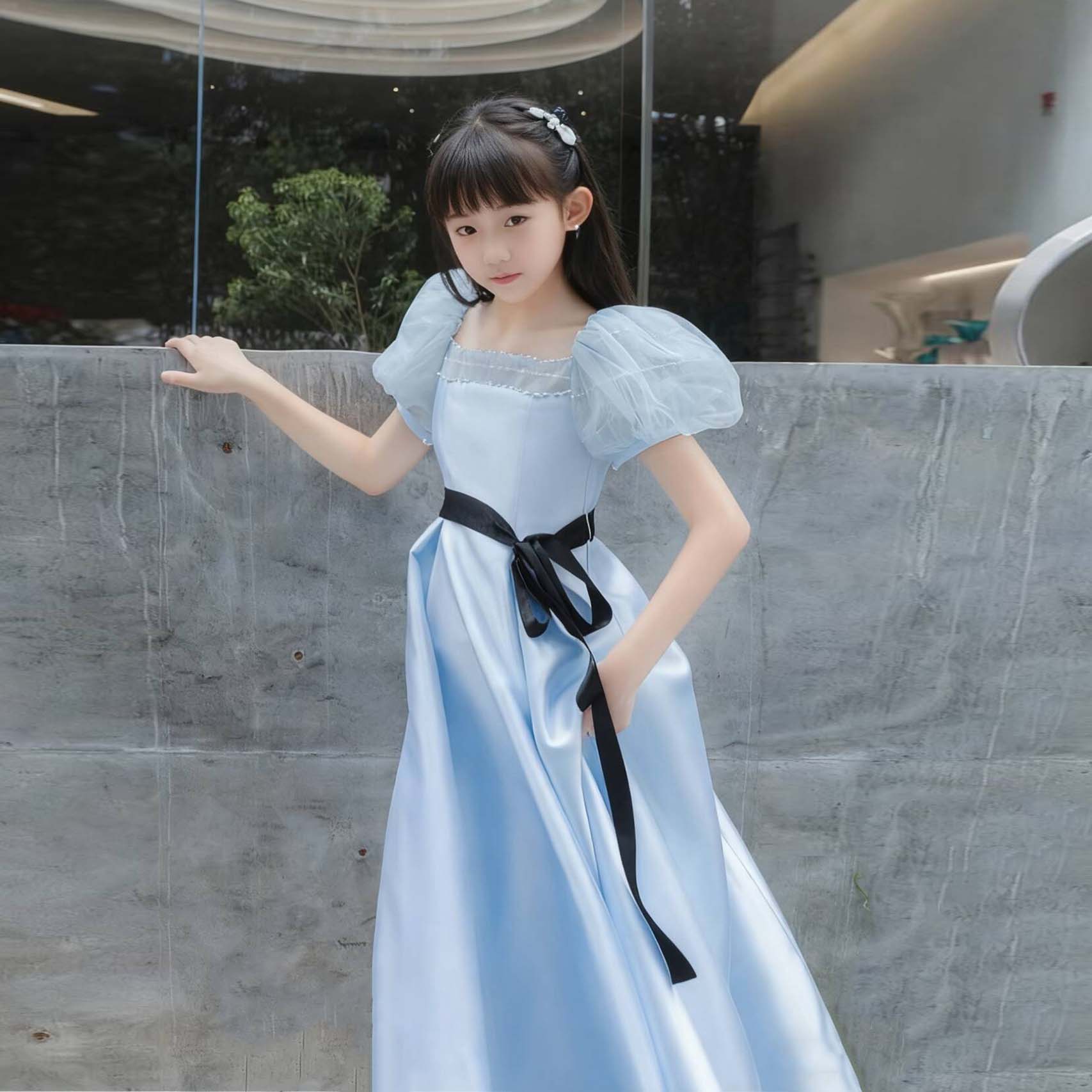 女童连衣裙模特走秀晚礼服钢琴小提琴女孩生日显白婚礼花童演出服