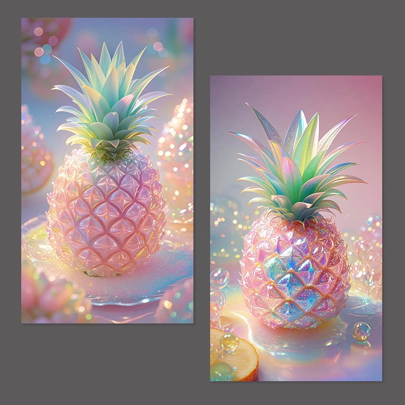 （拍1发4）034原创3D膨胀菠萝草莓水果手机壳壁纸高清图片素材