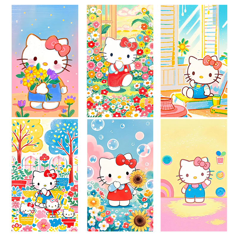 (拍1发6)36原创插画KT猫猫咪hellokitty手机壳壁纸高清图片素材