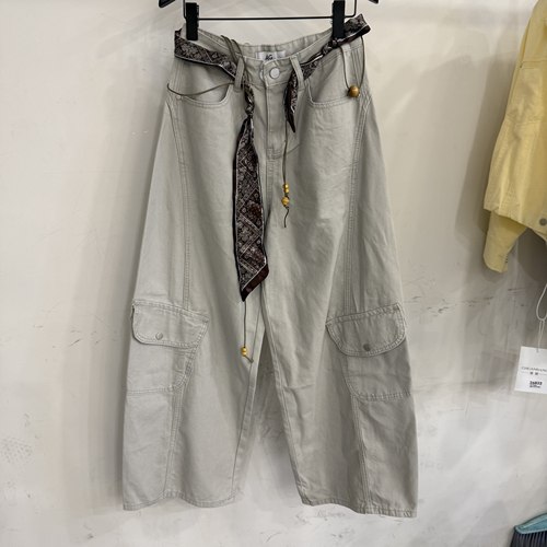 AG正品2026夏装时尚复古美式工装裤显瘦高腰弯刀阔腿裤女休闲裤薄