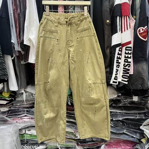 轩语XUANYU72293春装韩版复古涂鸦时尚百搭宽松大码弯刀牛仔裤女