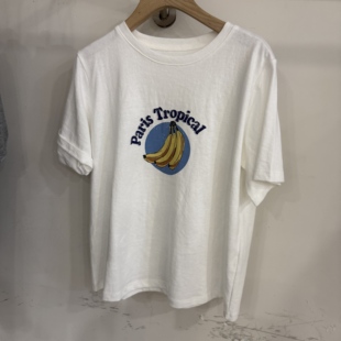 T恤打底内搭上衣女士 简约日常休闲圆领香蕉图案短袖 2026春季 韩版