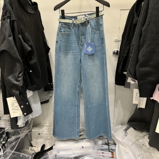 BR正品韩版高腰阔腿牛仔裤女2026春装宽松百搭显瘦休闲直筒长裤潮