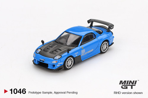 [现货]MINIGT 1:64 Mazda RX-7(FD3S) 雨宫 蓝色合金汽车模型1046