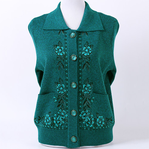 老年人秋装女60岁70毛衣开衫翻领