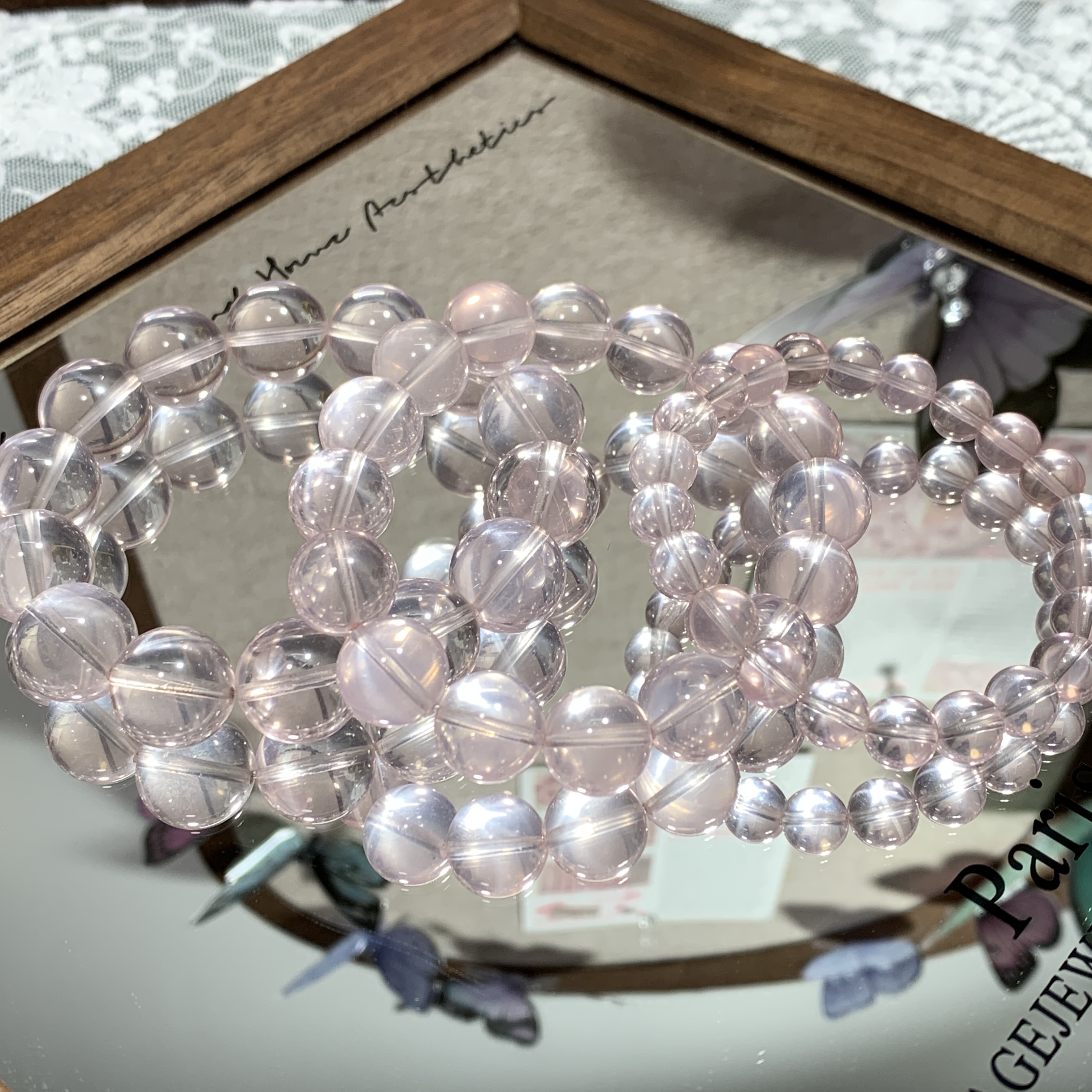 皮皮pipi｜【仅三串】天然稀有高冰纯净体冰橘马粉晶手串一物一图