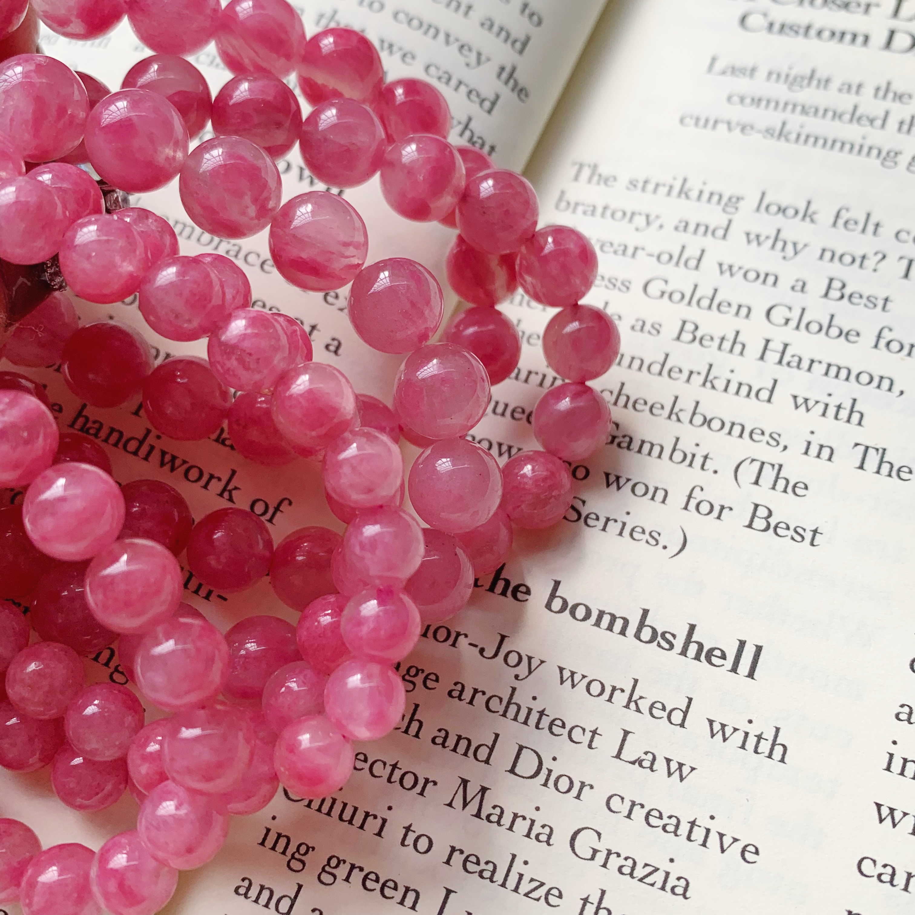 pipi皮皮|天然玉化樱花雨蔷薇辉浆果色显白蔷薇辉手链一物一图