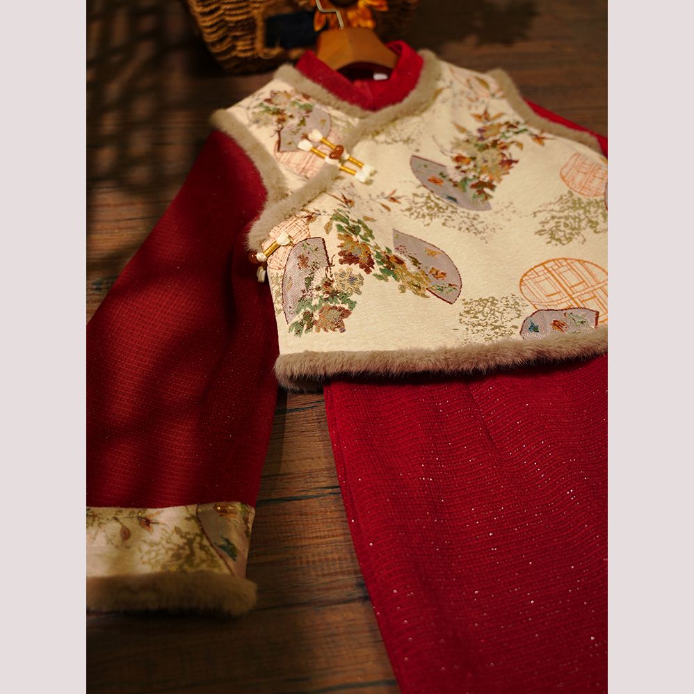 红色旗袍2025新款秋冬季