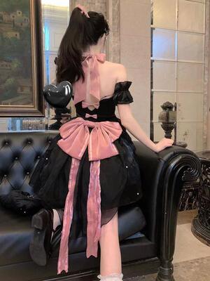 法式小香风黑色连衣裙子女