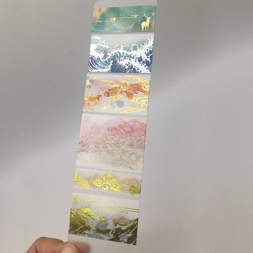 古风口红烫金手账和纸胶带