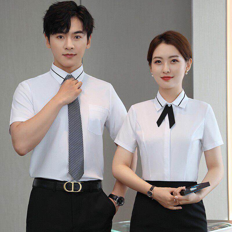 职业短袖衬衫女夏季酒吧KTV前台收银员工装酒店餐饮服务员工作服