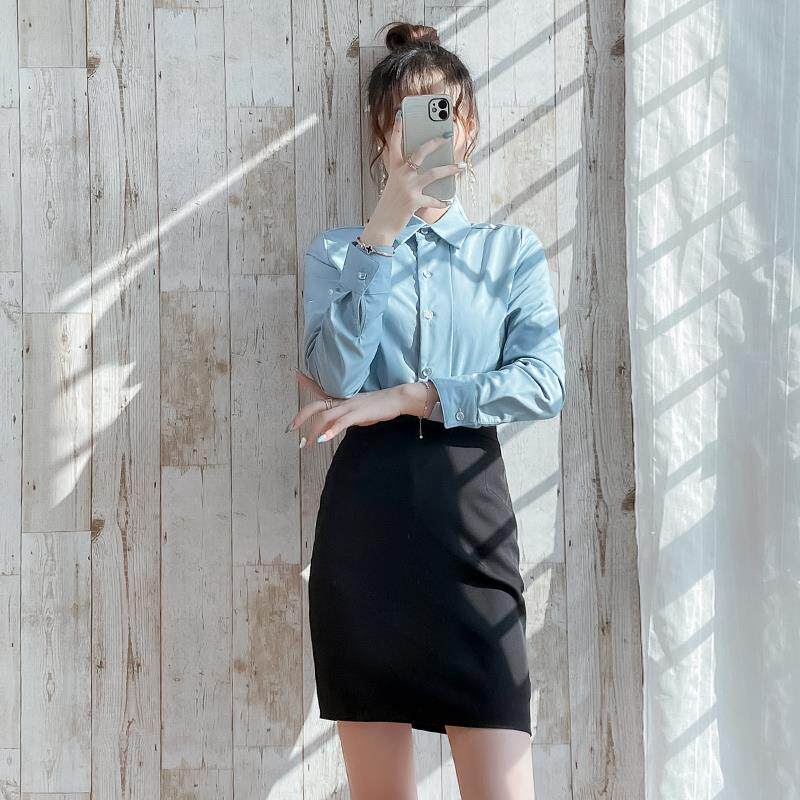 售楼部工作服女高端职业长袖衬衫教师干练通勤面试正装2021年新款