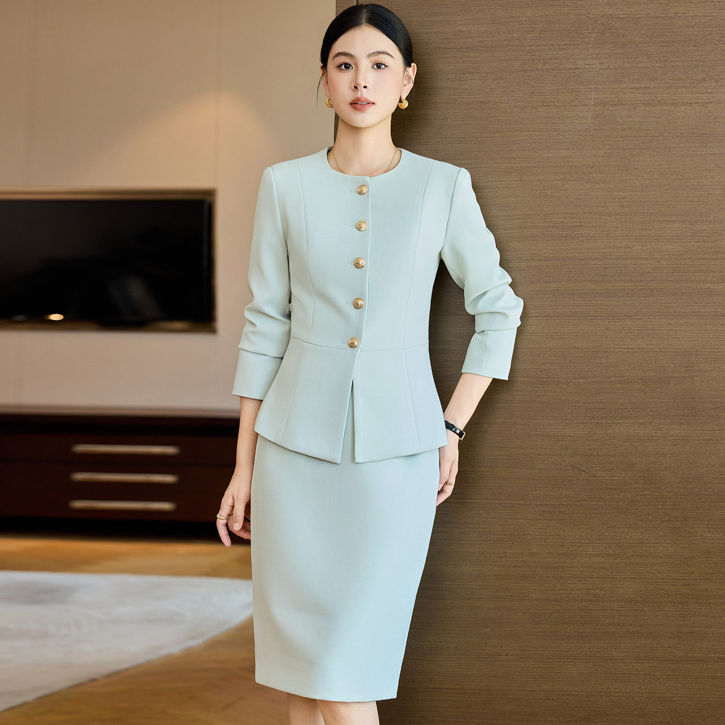 高级感御姐西装套装裙两件套气质韩版美容师工作服女职业气质西服
