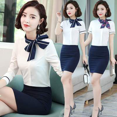职业套装女长袖时尚气质女神范酒店前台空姐制服衬衫美容师工作服