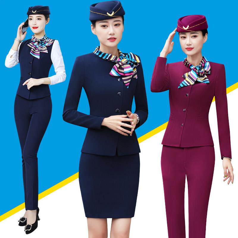 南航空姐制服女职业套装春秋军鼓乐队演出服酒店前台美容师工作服