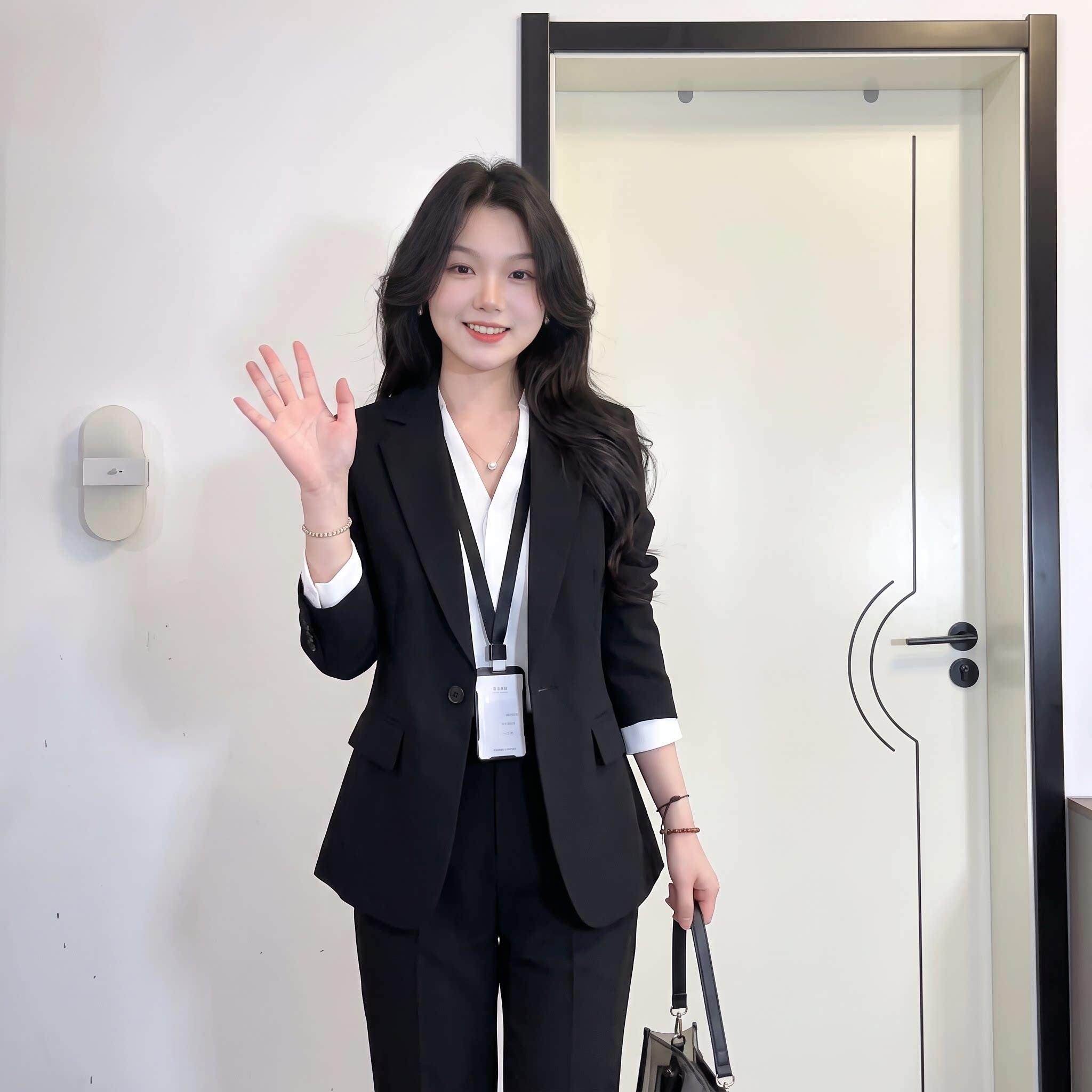 职业西装套装秋季女士公考面试通勤黑色西服正装高级感职场工作服