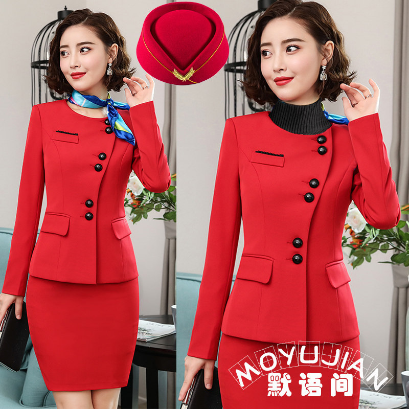 打军鼓服装套装女乐队表演服演出服空姐军鼓队锣鼓队大红套装秋冬
