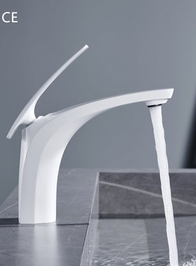 德国LANCE白色冷热全铜面盆水龙头拉丝枪灰色卫生间洗手盆水龙头