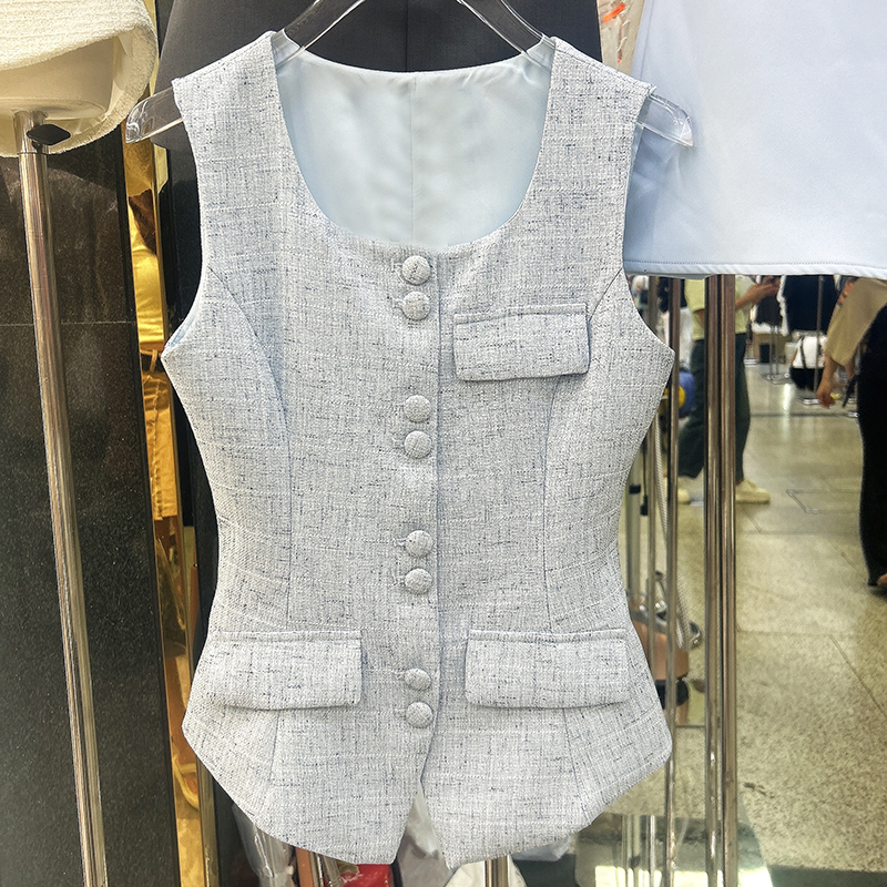 小香风马甲女2025夏季新款韩版气质修身显瘦无袖坎肩背心上衣外穿