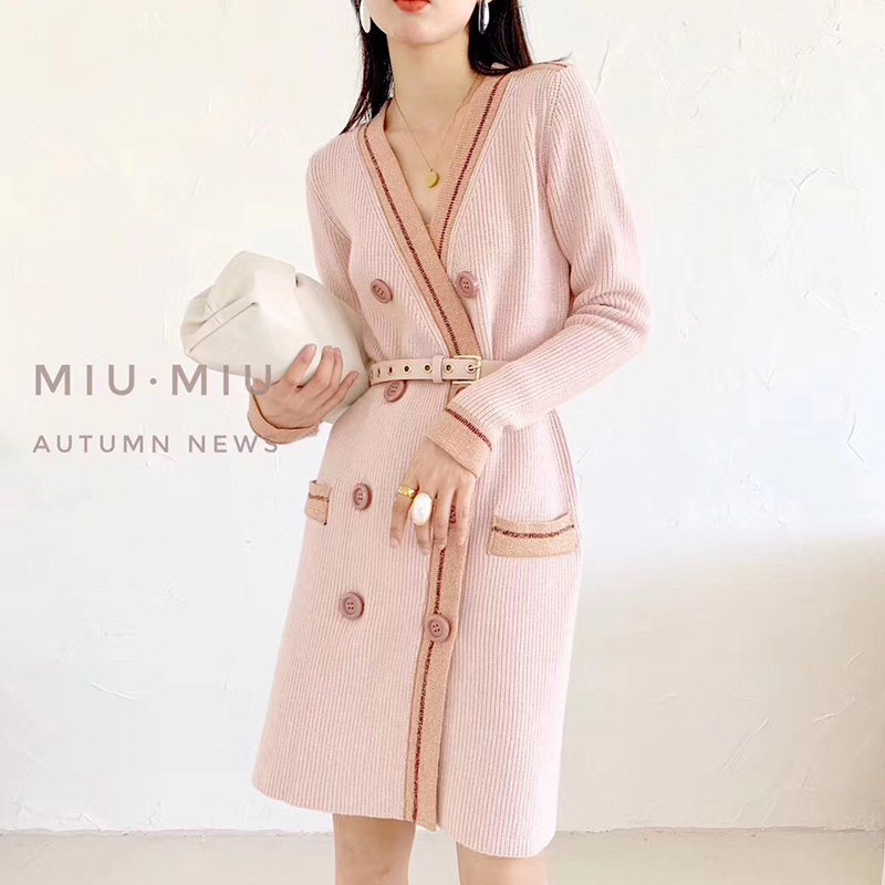 中长款针织开衫女连衣裙2026春季新款收腰显瘦百搭外穿毛衣外套潮