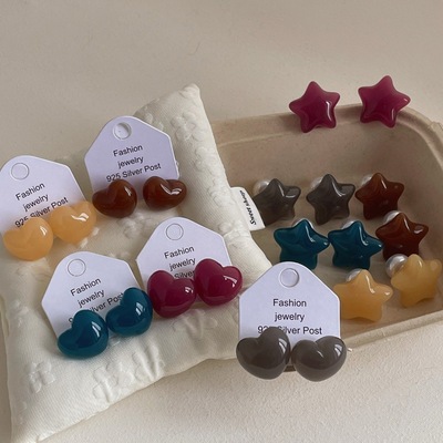 前后戴珍珠爱心耳钉女日韩多巴胺