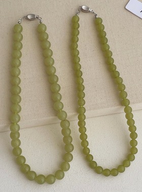 夏日小清新中式国风显白绿色天然石项链女小众轻奢串珠锁骨链颈链