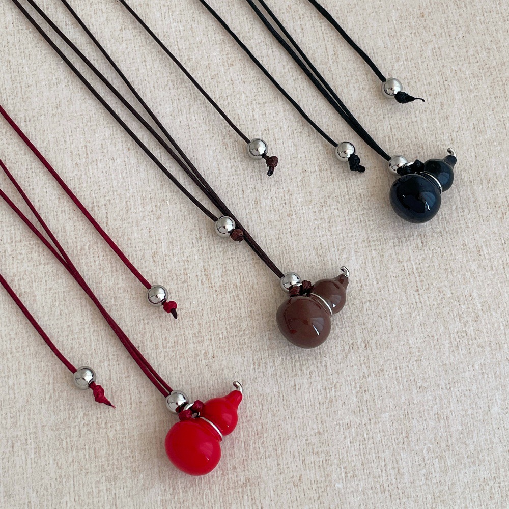 复古金属滴油葫芦吊坠毛衣链项链女时尚简约设计感长款颈链配饰品