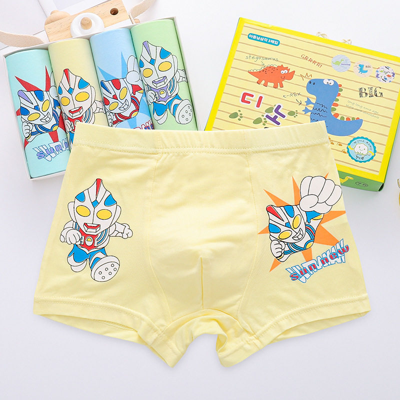 儿童超人奥特曼内裤纯棉四角平角男孩小童中大童夏短裤不夹pp宝宝